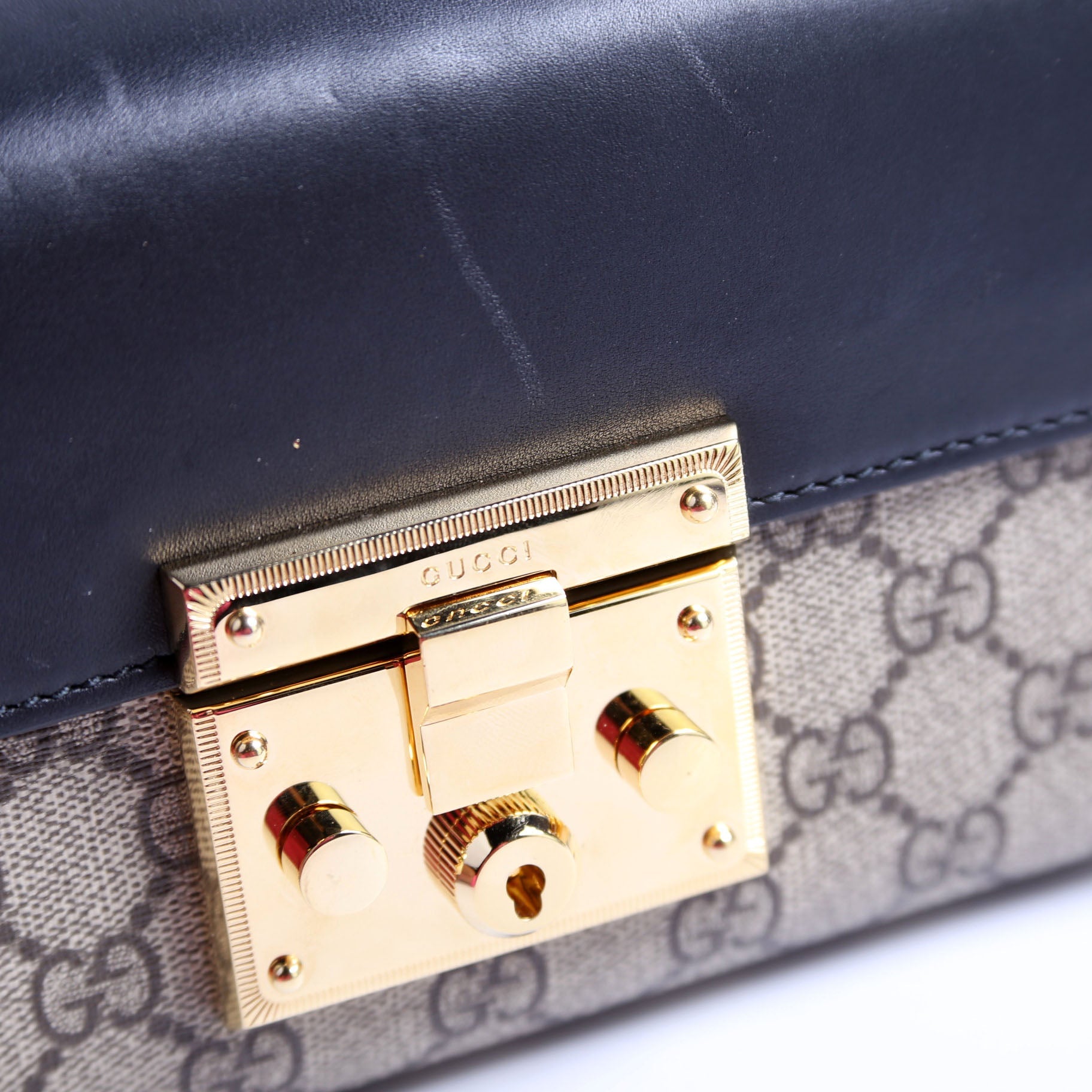 409487 Padlock GG Supreme Small Black/Brown