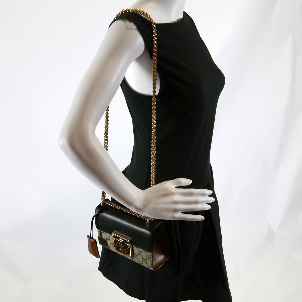409487 Padlock GG Supreme Small Black/Brown