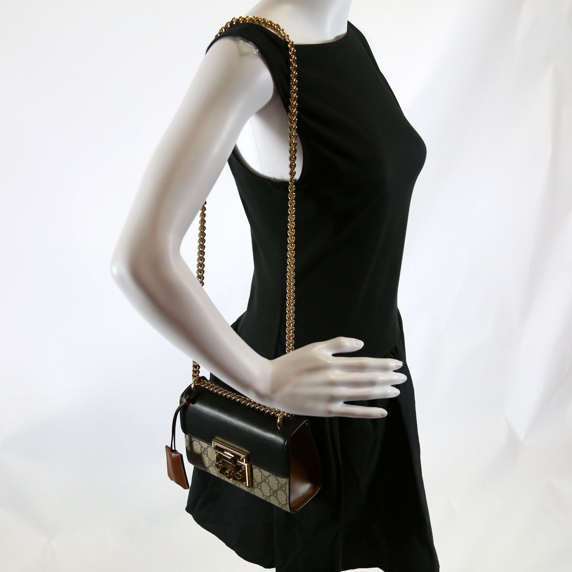 409487 Padlock GG Supreme Small Black/Brown