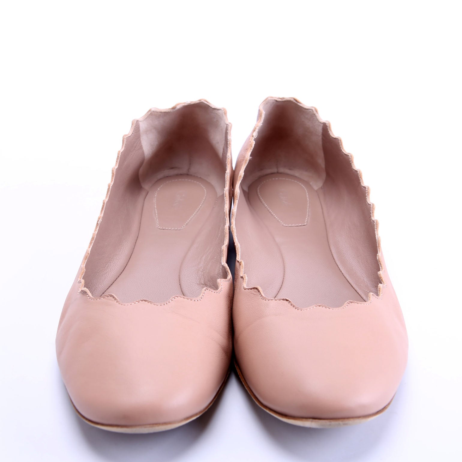 Scalloped Ballet Flats Size 38 Nude
