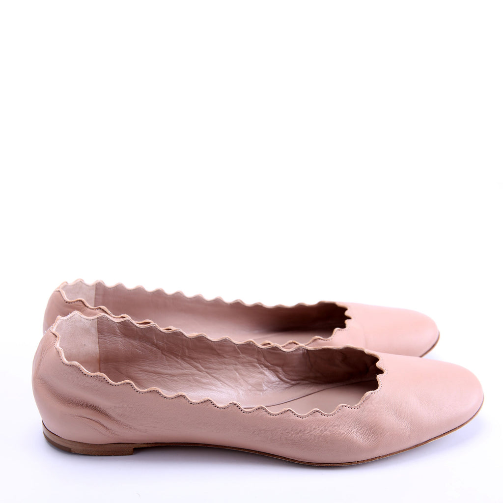 Scalloped Ballet Flats Size 38 Nude