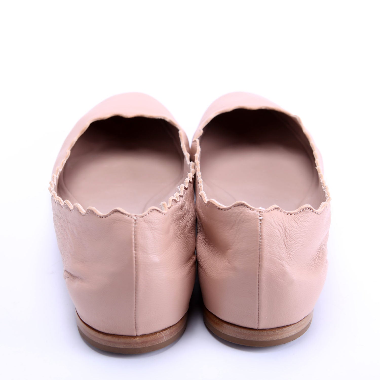 Scalloped Ballet Flats Size 38 Nude