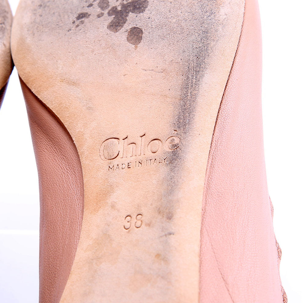 Scalloped Ballet Flats Size 38 Nude