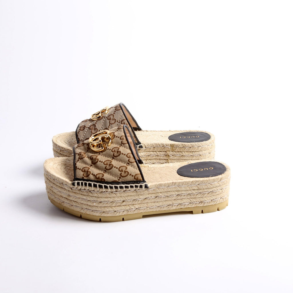 GG Espadrille Platform Sandals Size 38