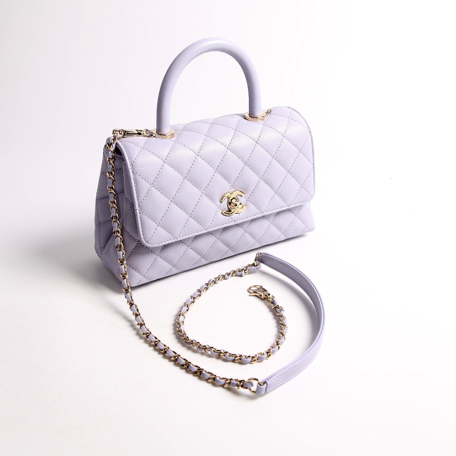 Coco Top Handle Mini Caviar RFID Purple