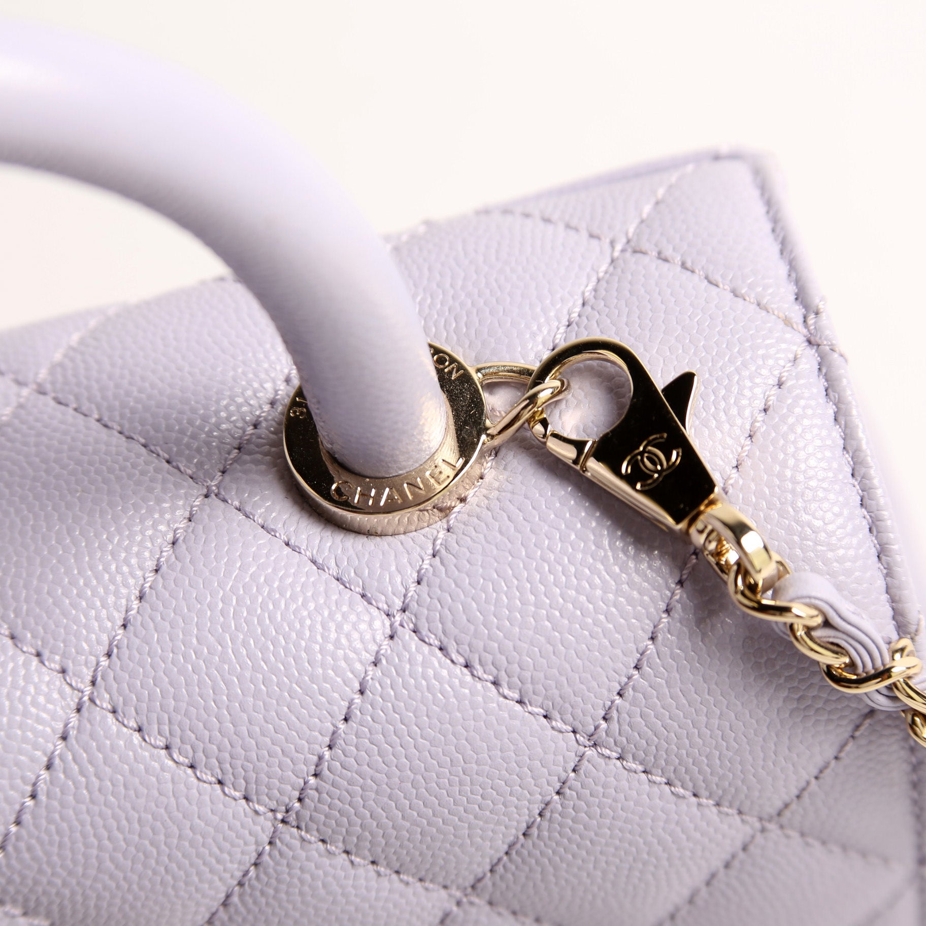 Coco Top Handle Mini Caviar RFID Purple