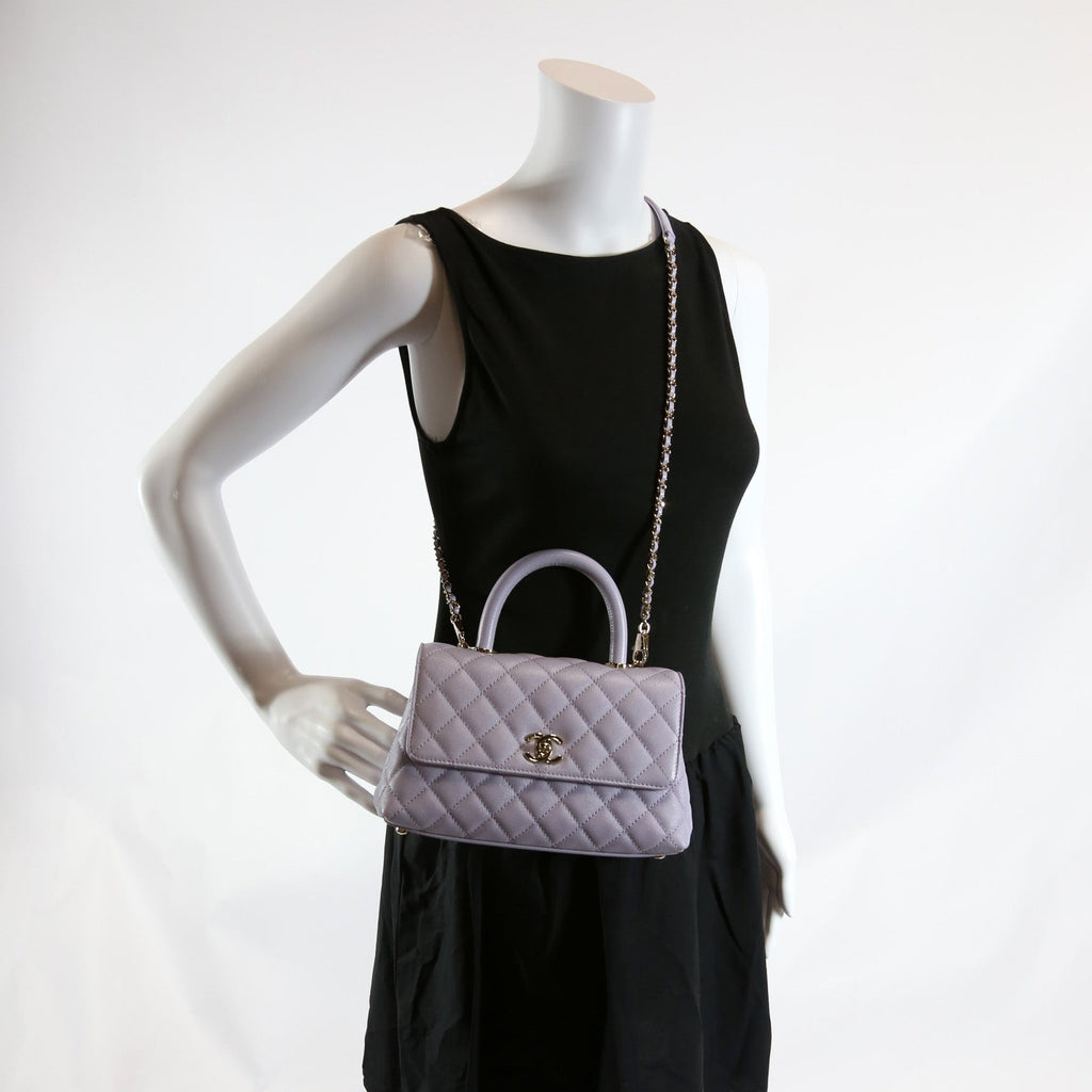 Coco Top Handle Mini Caviar RFID Purple