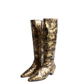 Foiled Leather Tall Boots Size 39 Gold