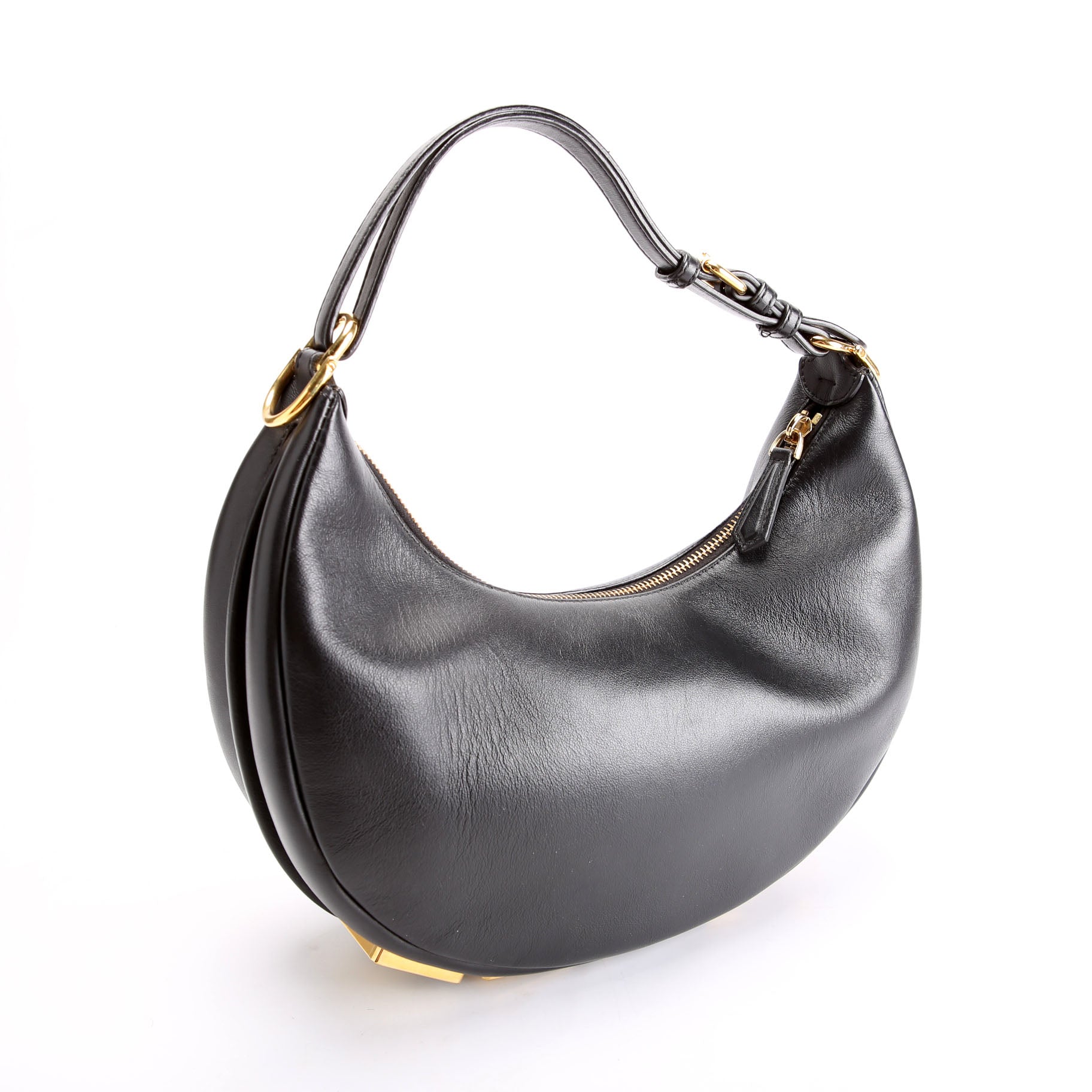 8BR798 Fendigraphy Small Leather Hobo Black