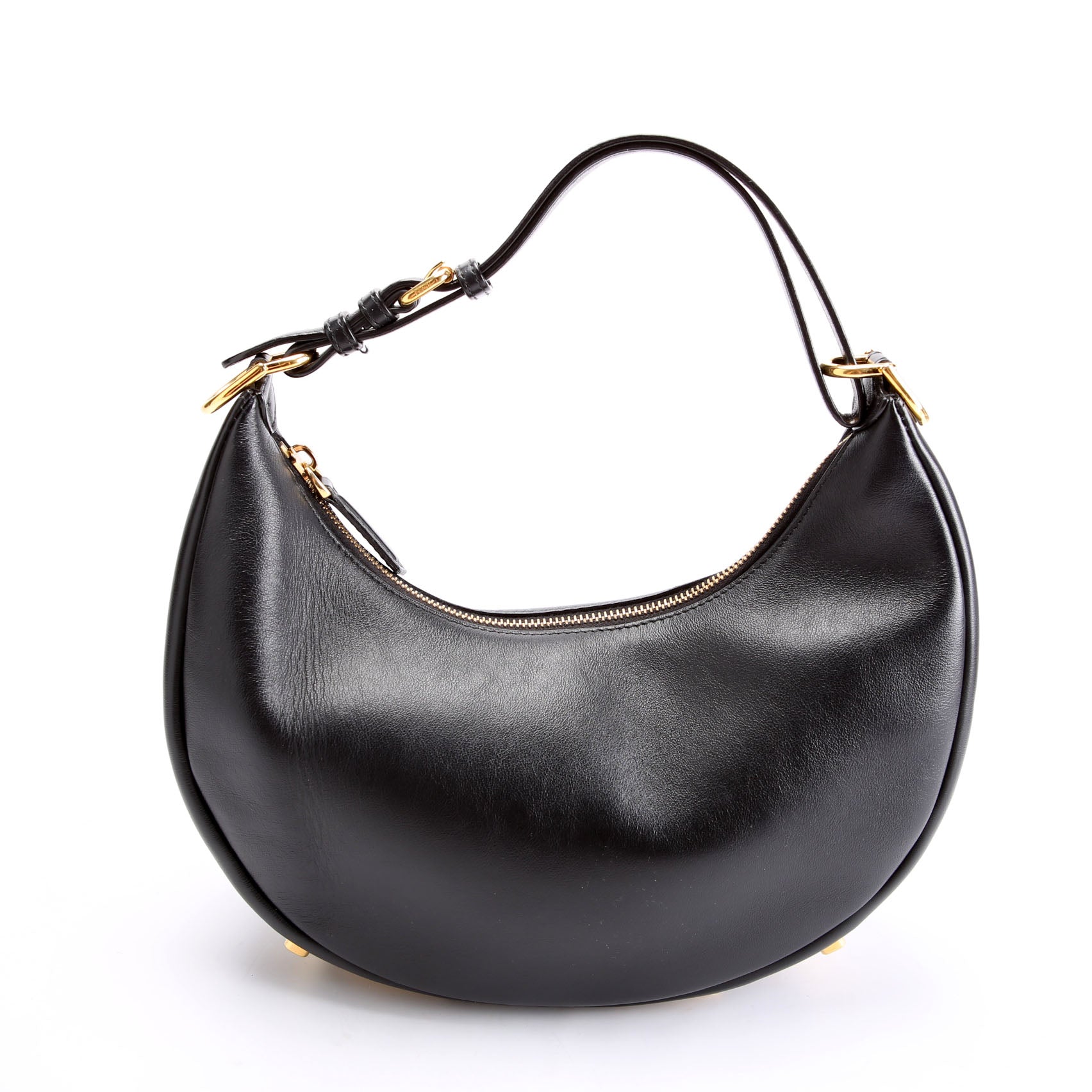 8BR798 Fendigraphy Small Leather Hobo Black