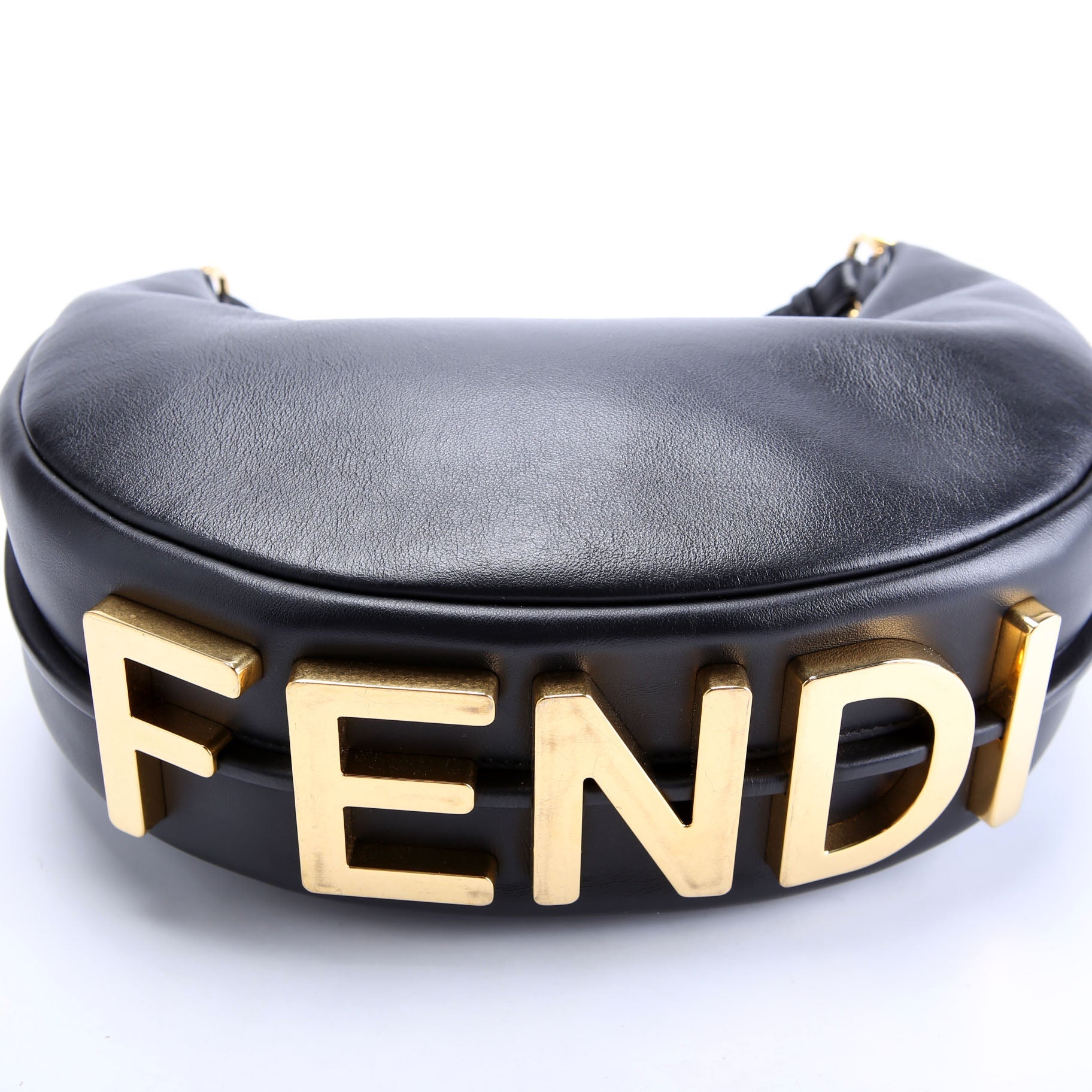 8BR798 Fendigraphy Small Leather Hobo Black