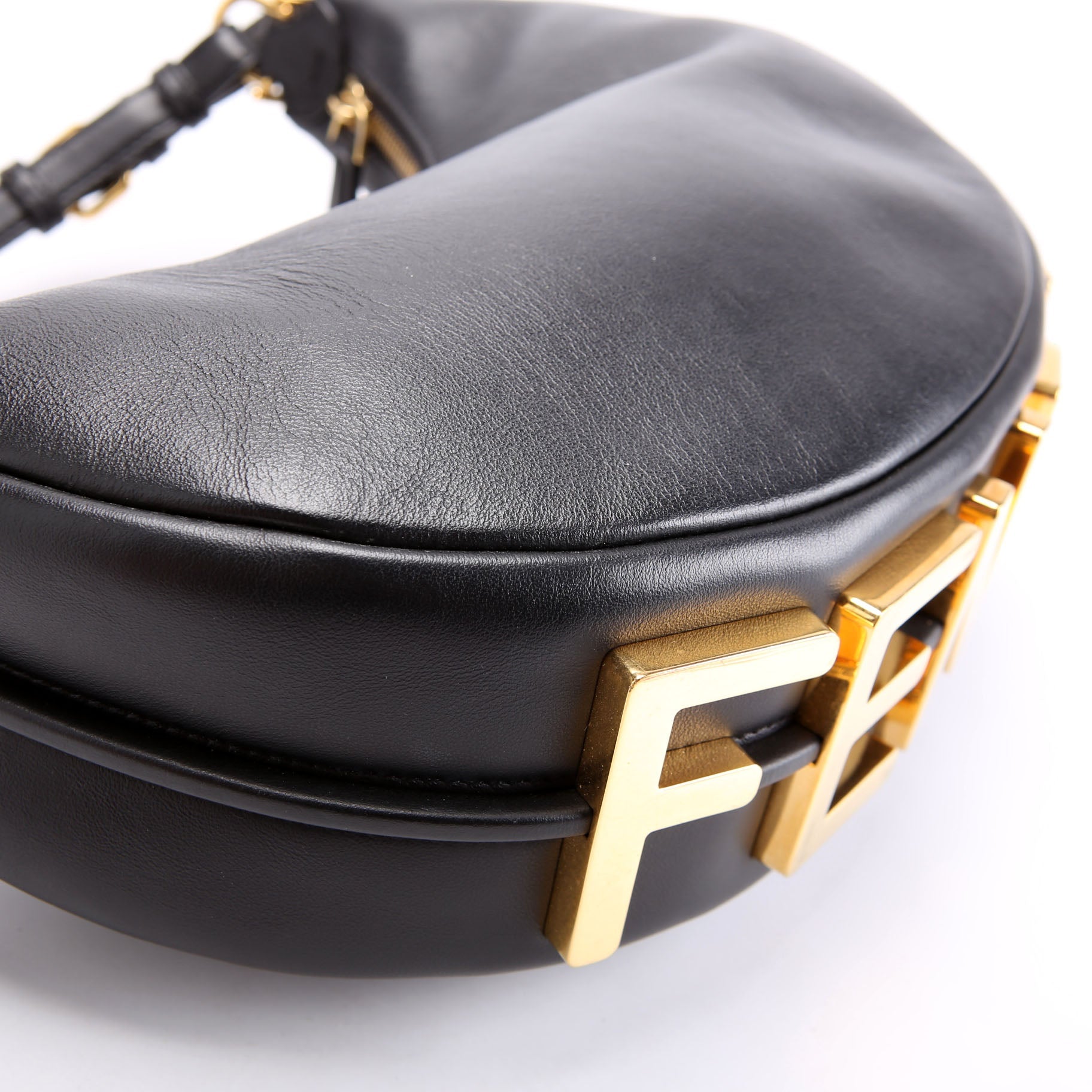 8BR798 Fendigraphy Small Leather Hobo Black