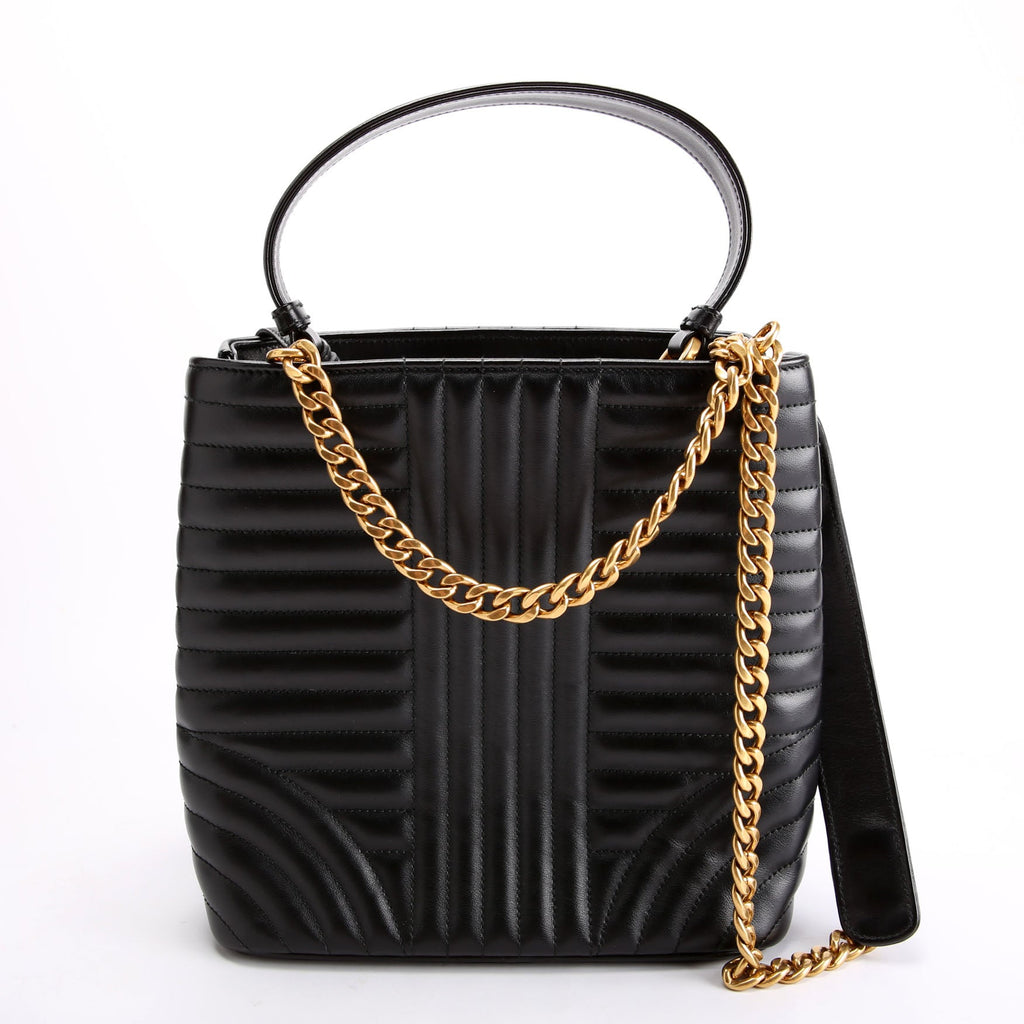 1BA212 Diagramme Leather Medium Panier Bag Black