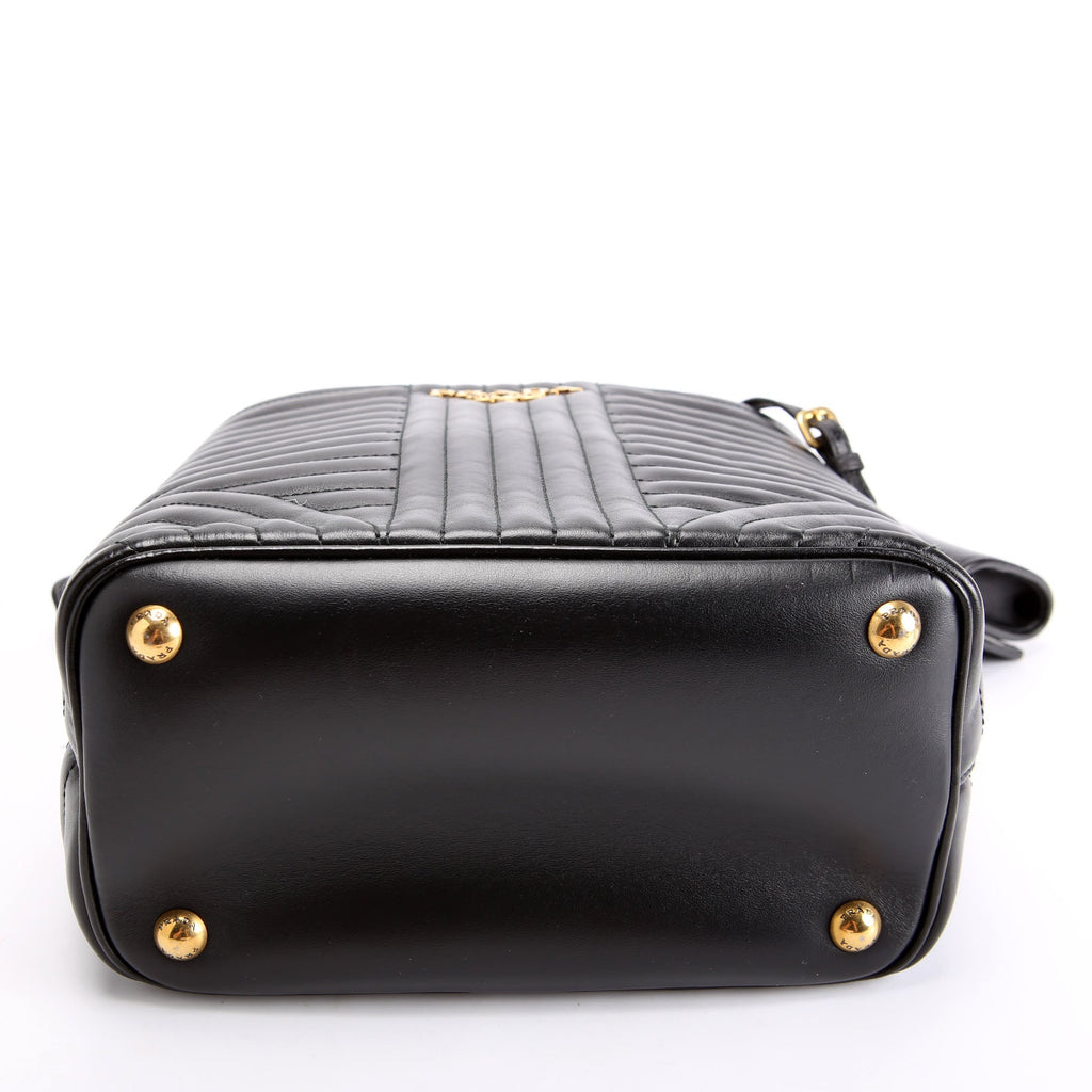 1BA212 Diagramme Leather Medium Panier Bag Black