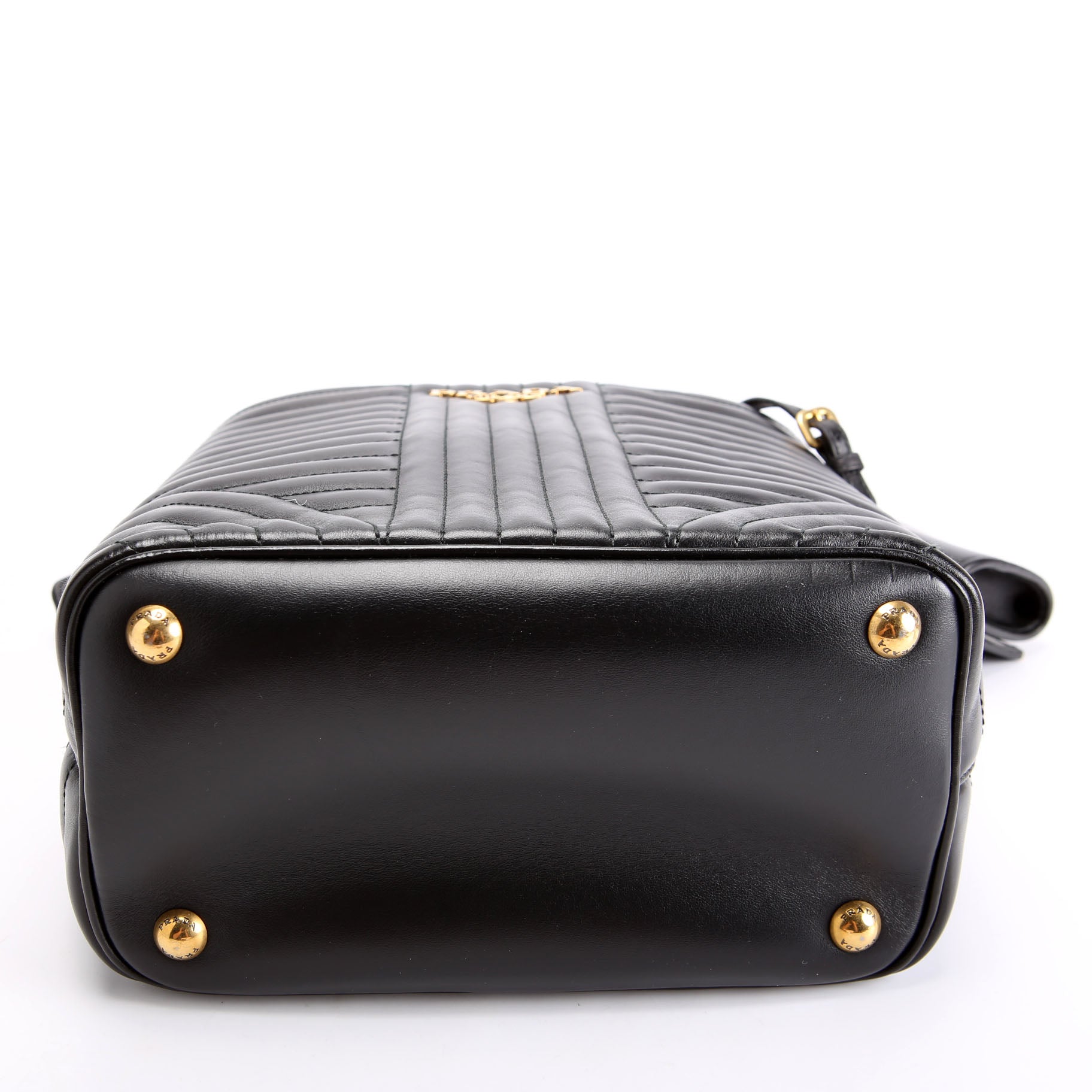 1BA212 Diagramme Leather Medium Panier Bag Black