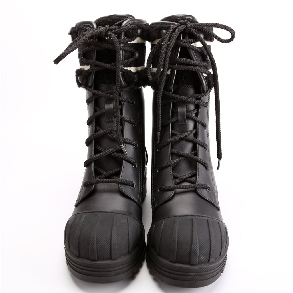 D-Major Lace-Up Ankle Boots Size 37.5 Black/White