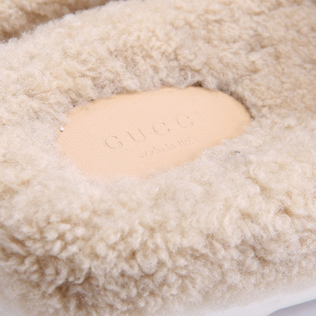 GG Shearling Slides Size 37 Beige/Black