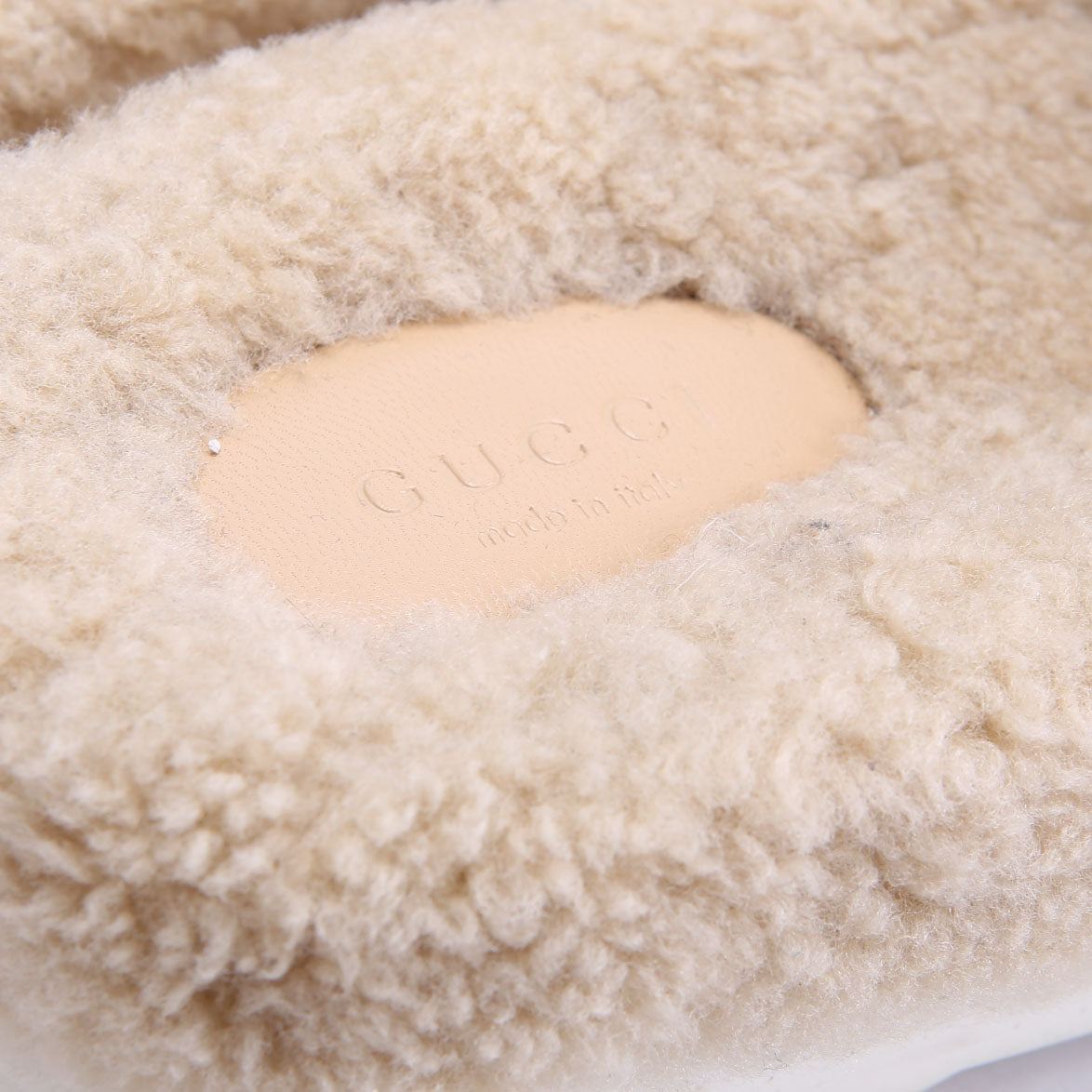 GG Shearling Slides Size 37 Beige/Black