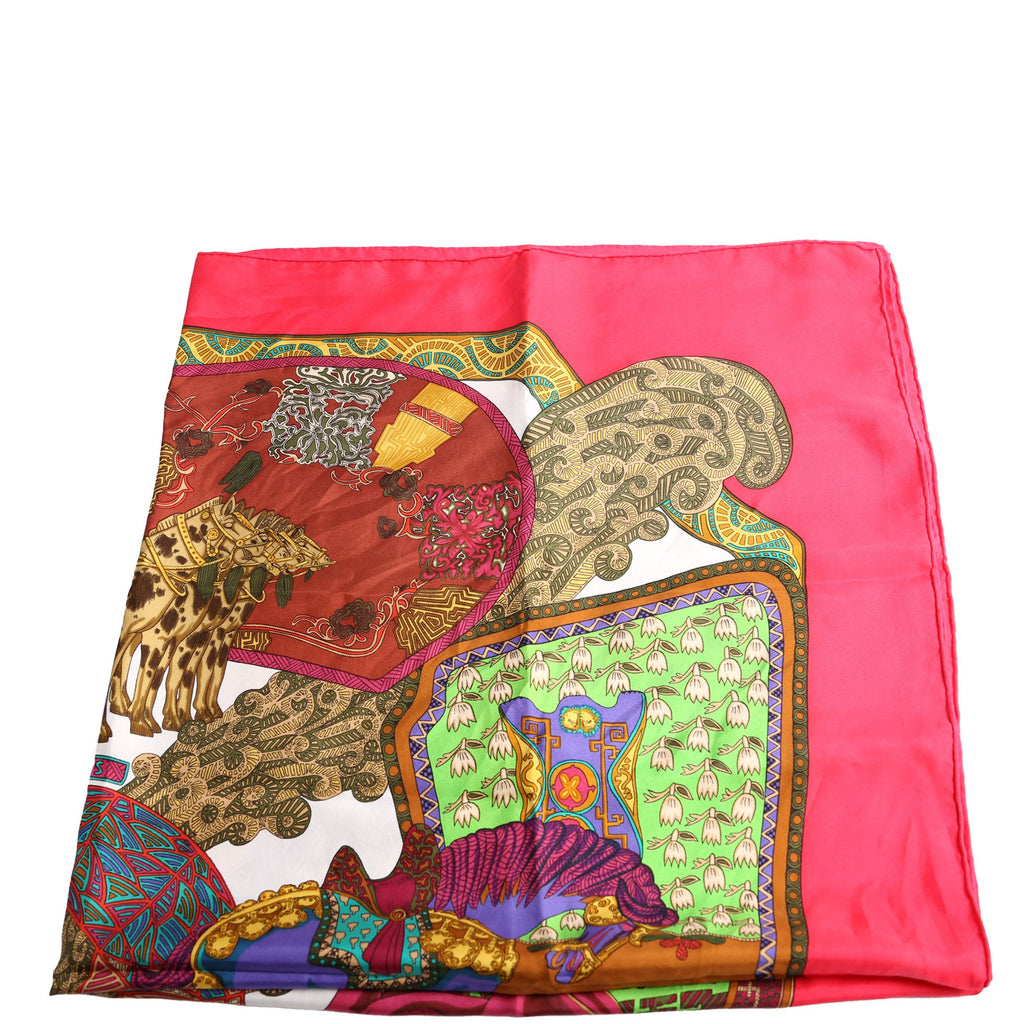 Art Des Steppes 90 Silk Scarf Red/Multicolor