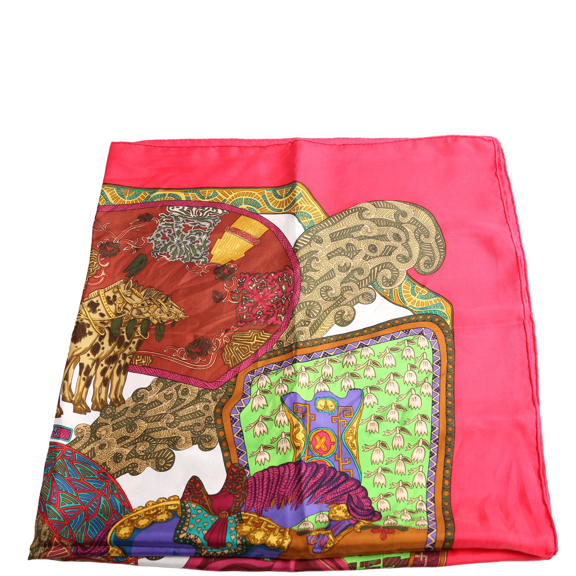 Art Des Steppes 90 Silk Scarf Red/Multicolor