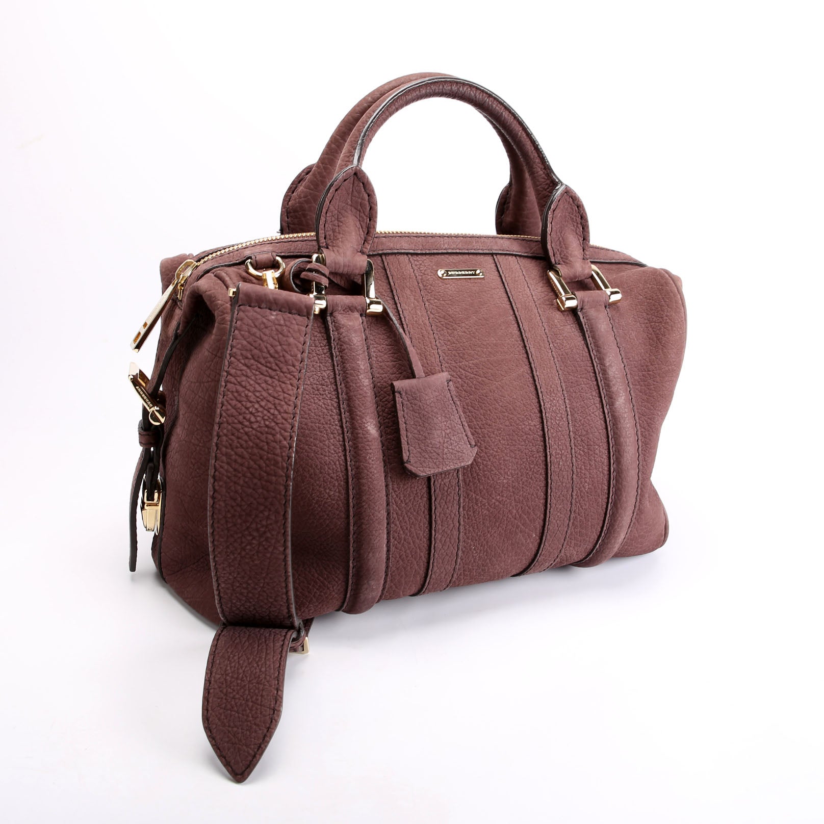 Pebbled Suede Boston Bag