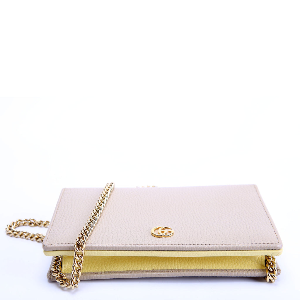 Gucci 497985 Marmont Mini Chain Bag Beige/Yellow