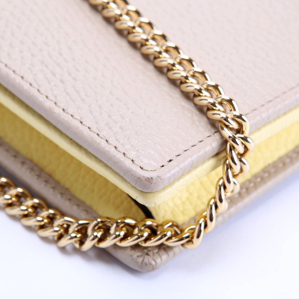 Gucci 497985 Marmont Mini Chain Bag Beige/Yellow