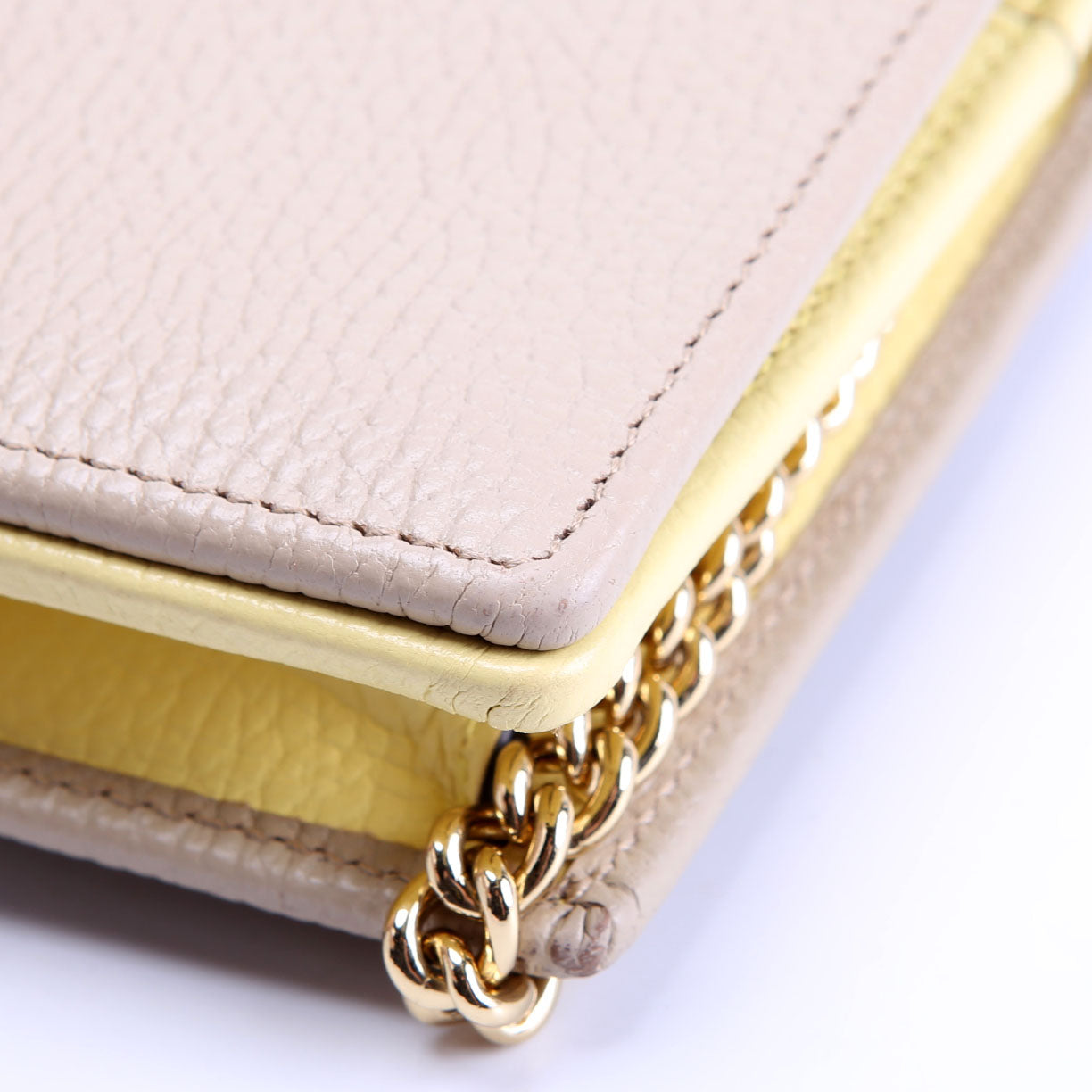 Gucci 497985 Marmont Mini Chain Bag Beige/Yellow