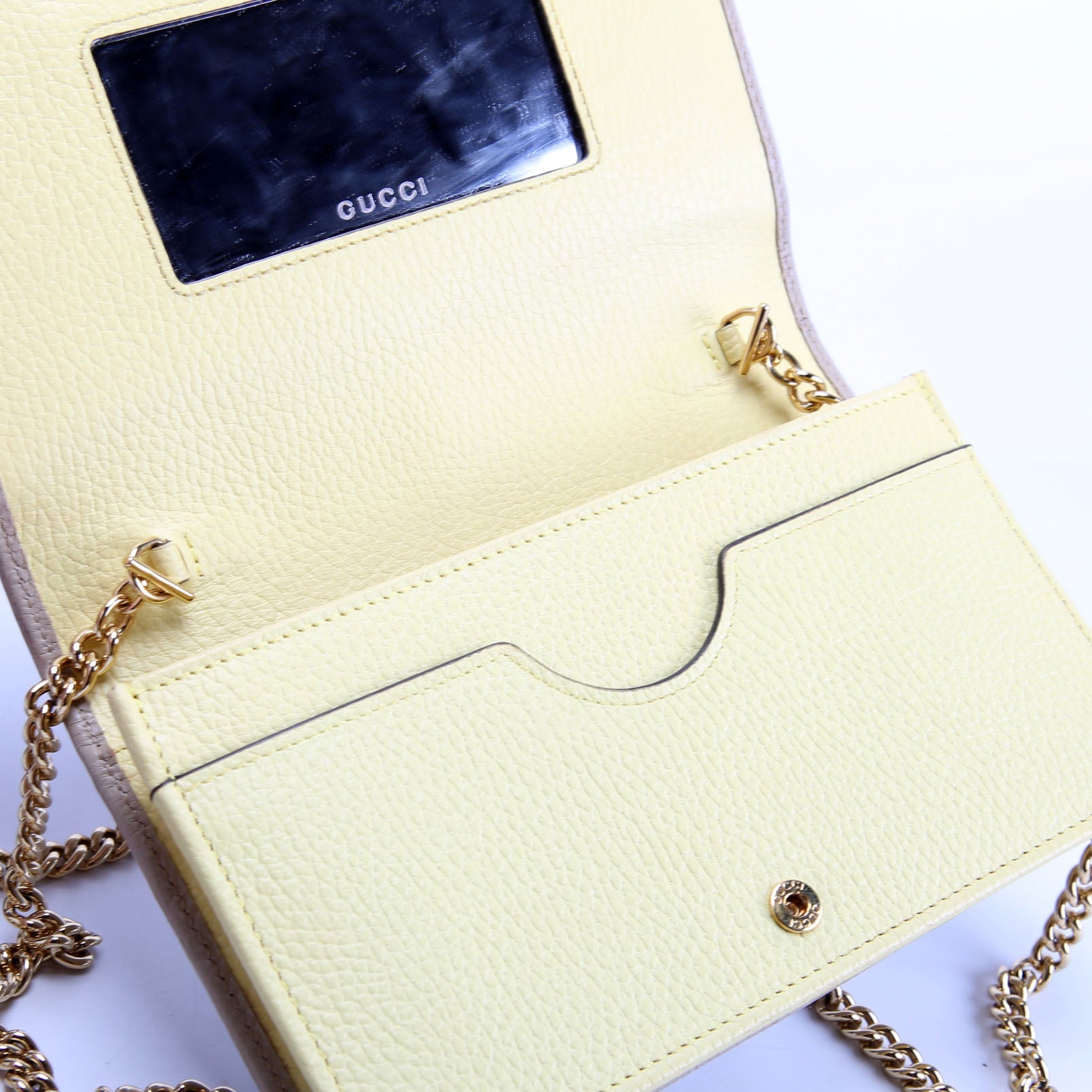 Gucci 497985 Marmont Mini Chain Bag Beige/Yellow