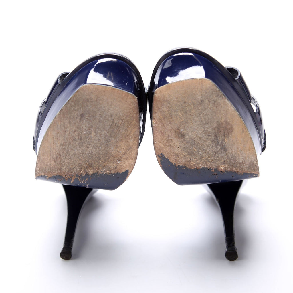 Tribute Platform Sandal Heels Size 38.5 Navy