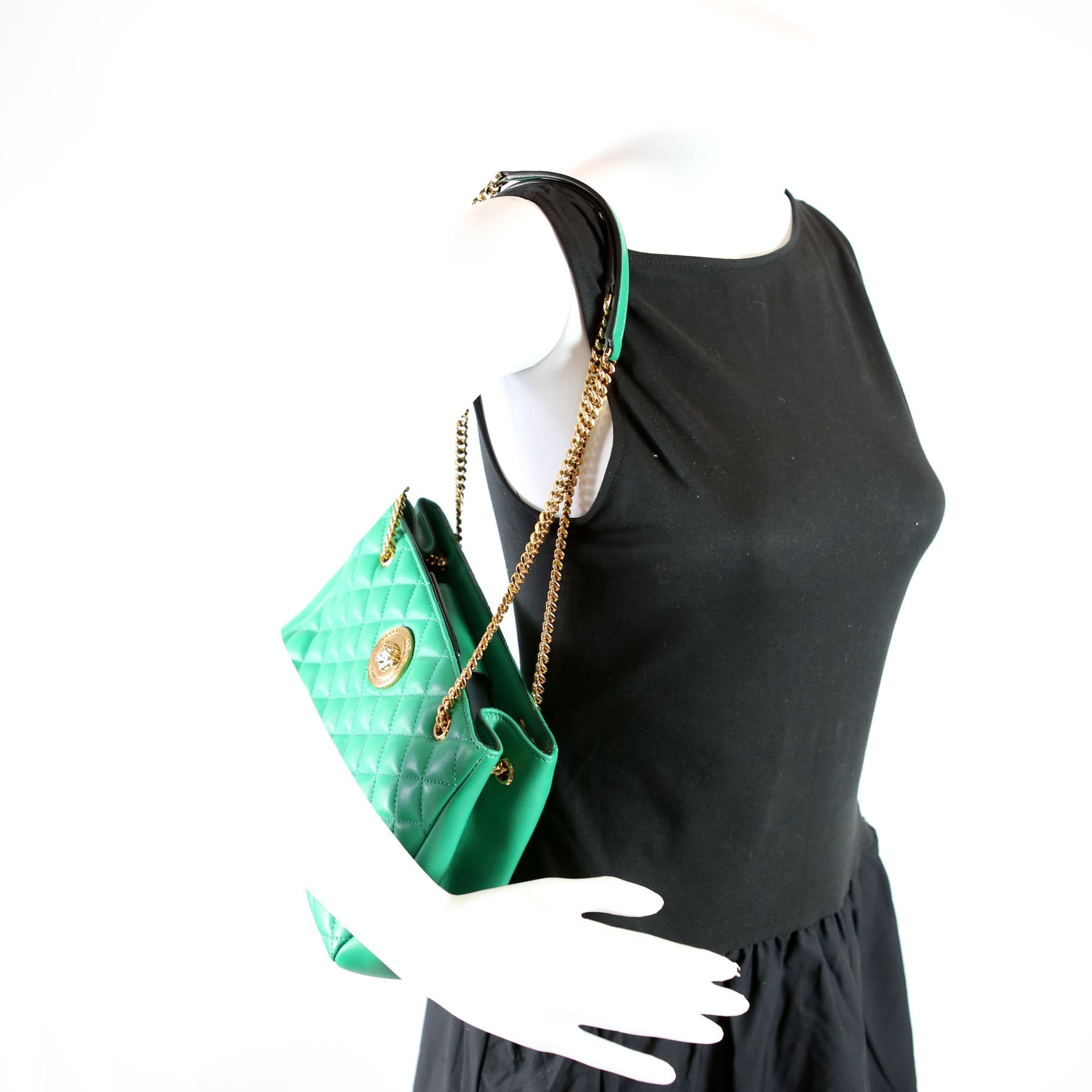 Medusa Icon Small Chain Tote Green