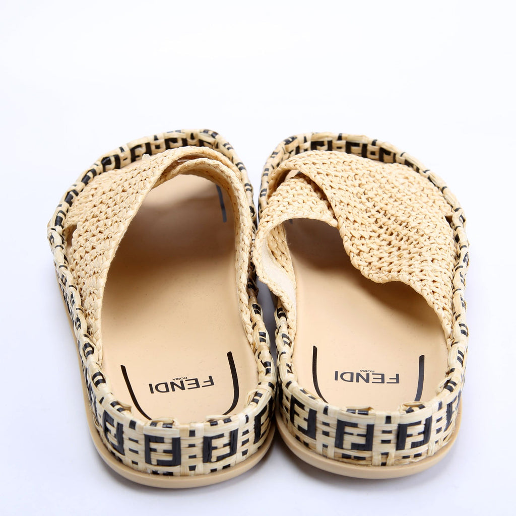 FF Reflections Raffia Slides Size 37 Tan