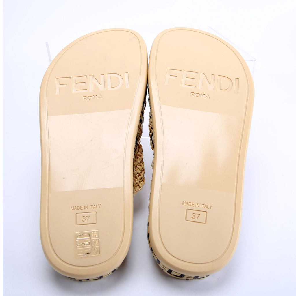FF Reflections Raffia Slides Size 37 Tan