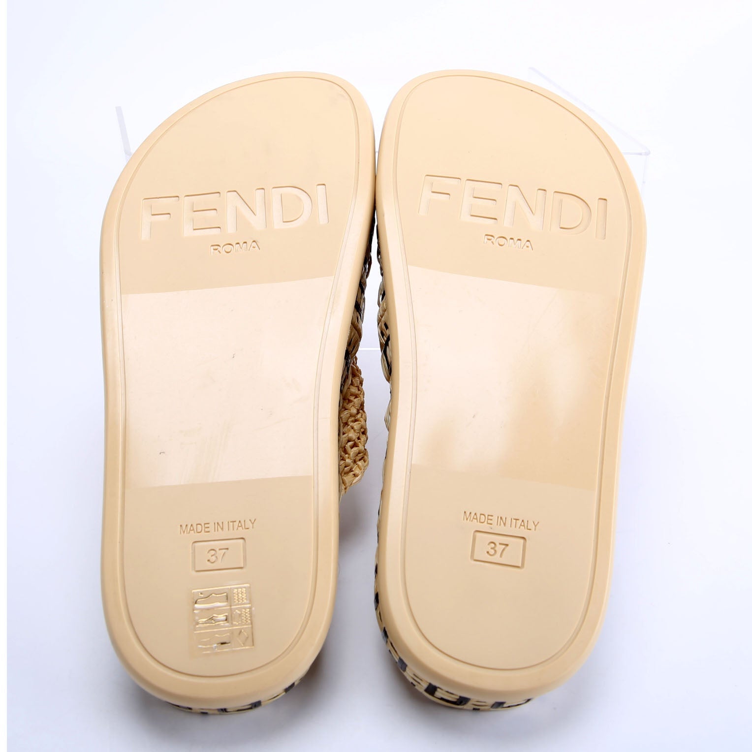 FF Reflections Raffia Slides Size 37 Tan