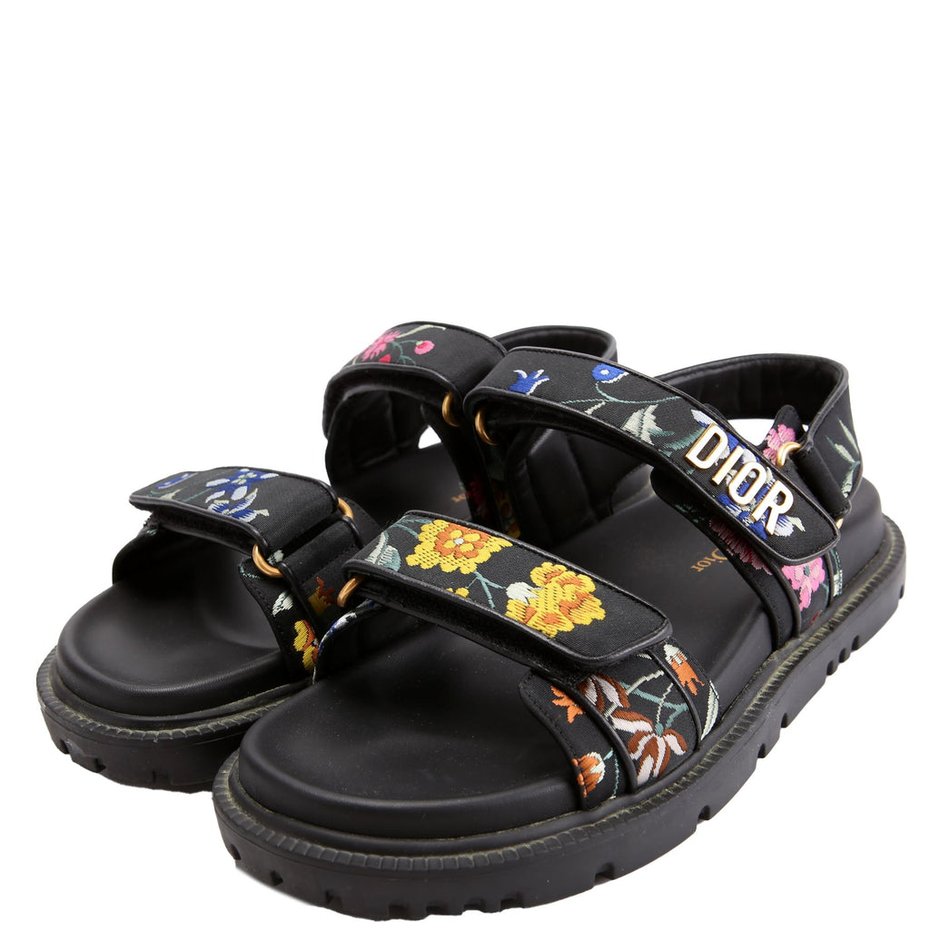 Dioract Embossed Floral Sandals Size 38 Black