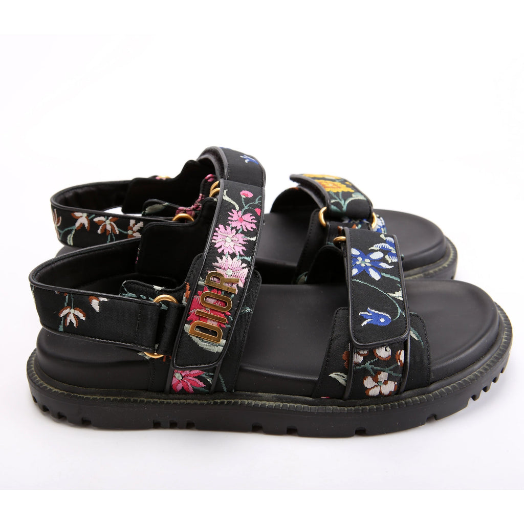 Dioract Embossed Floral Sandals Size 38 Black