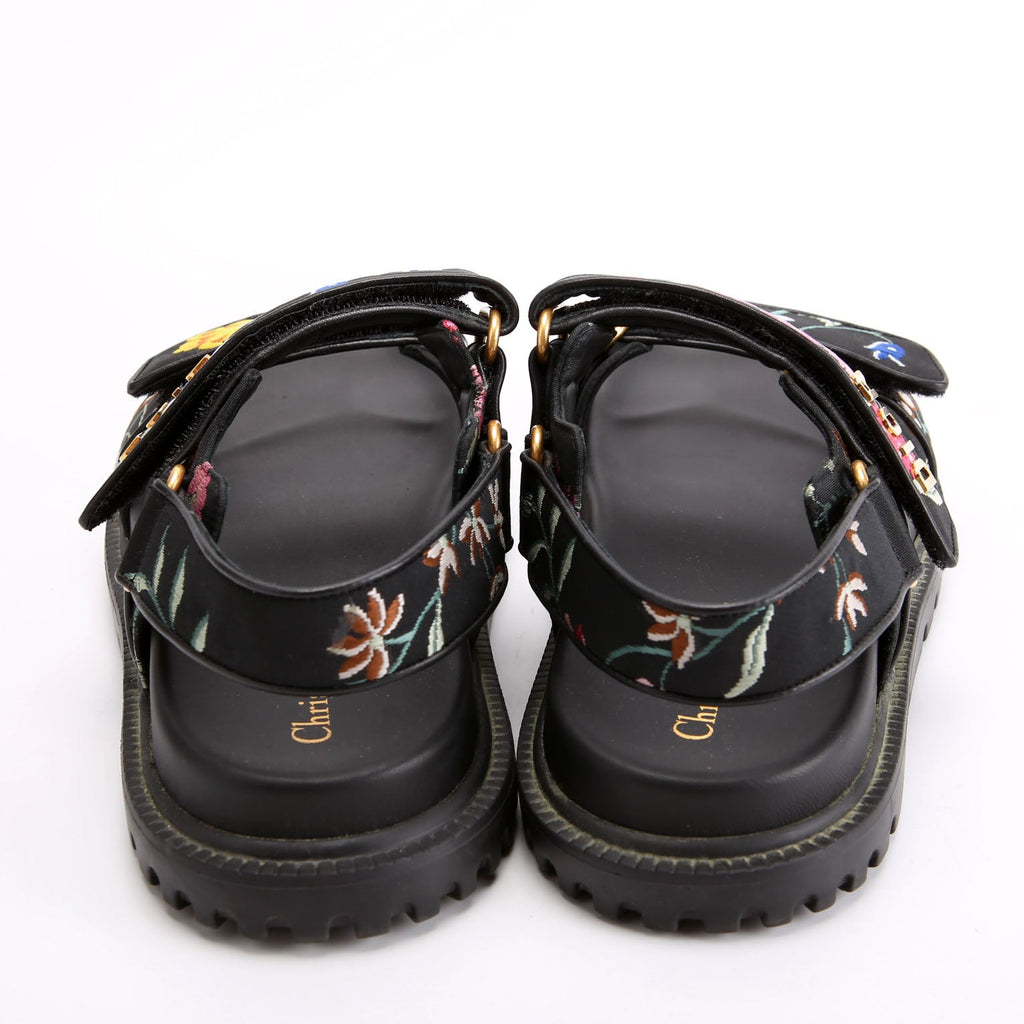 Dioract Embossed Floral Sandals Size 38 Black
