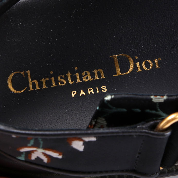 Dioract Embossed Floral Sandals Size 38 Black
