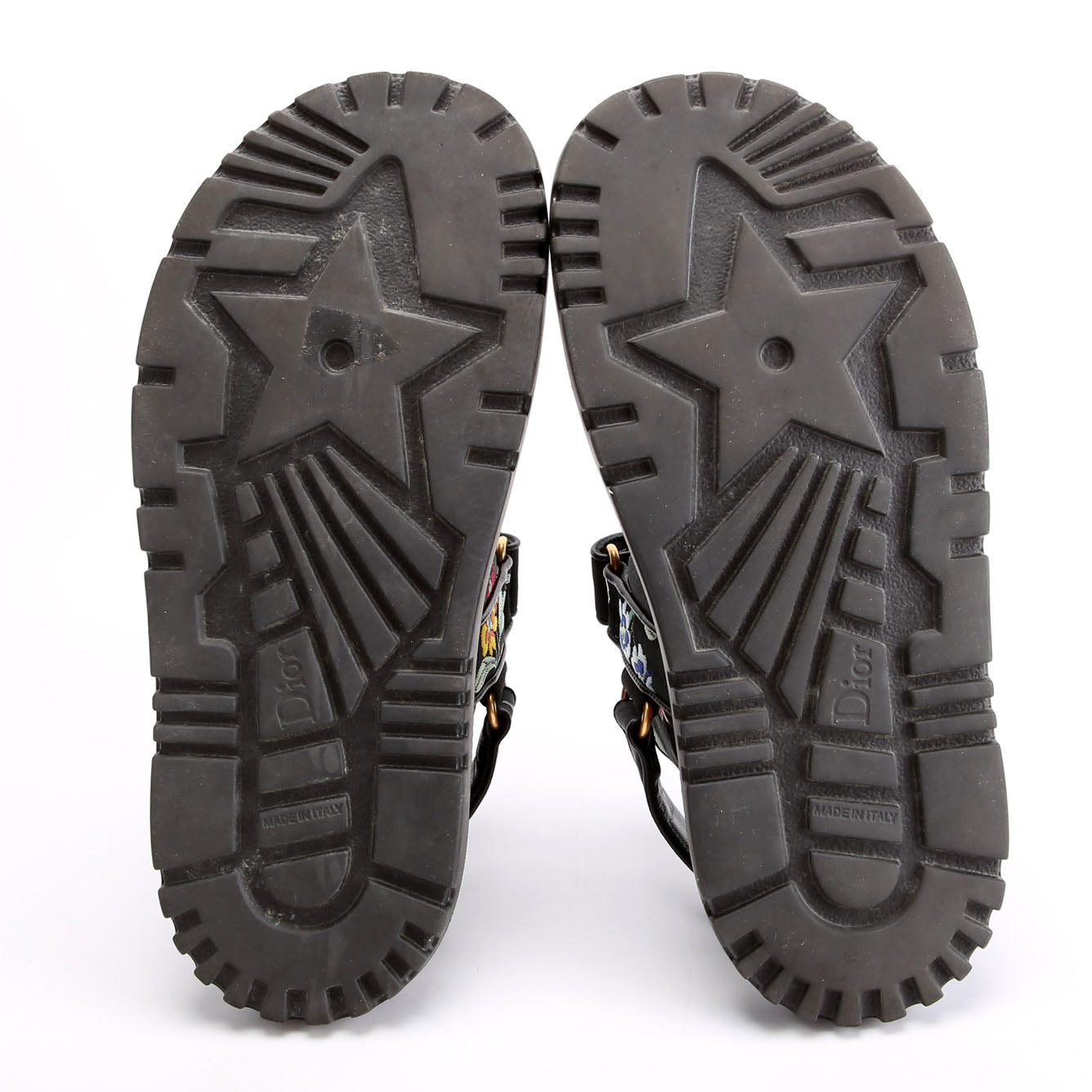 Dioract Embossed Floral Sandals Size 38 Black