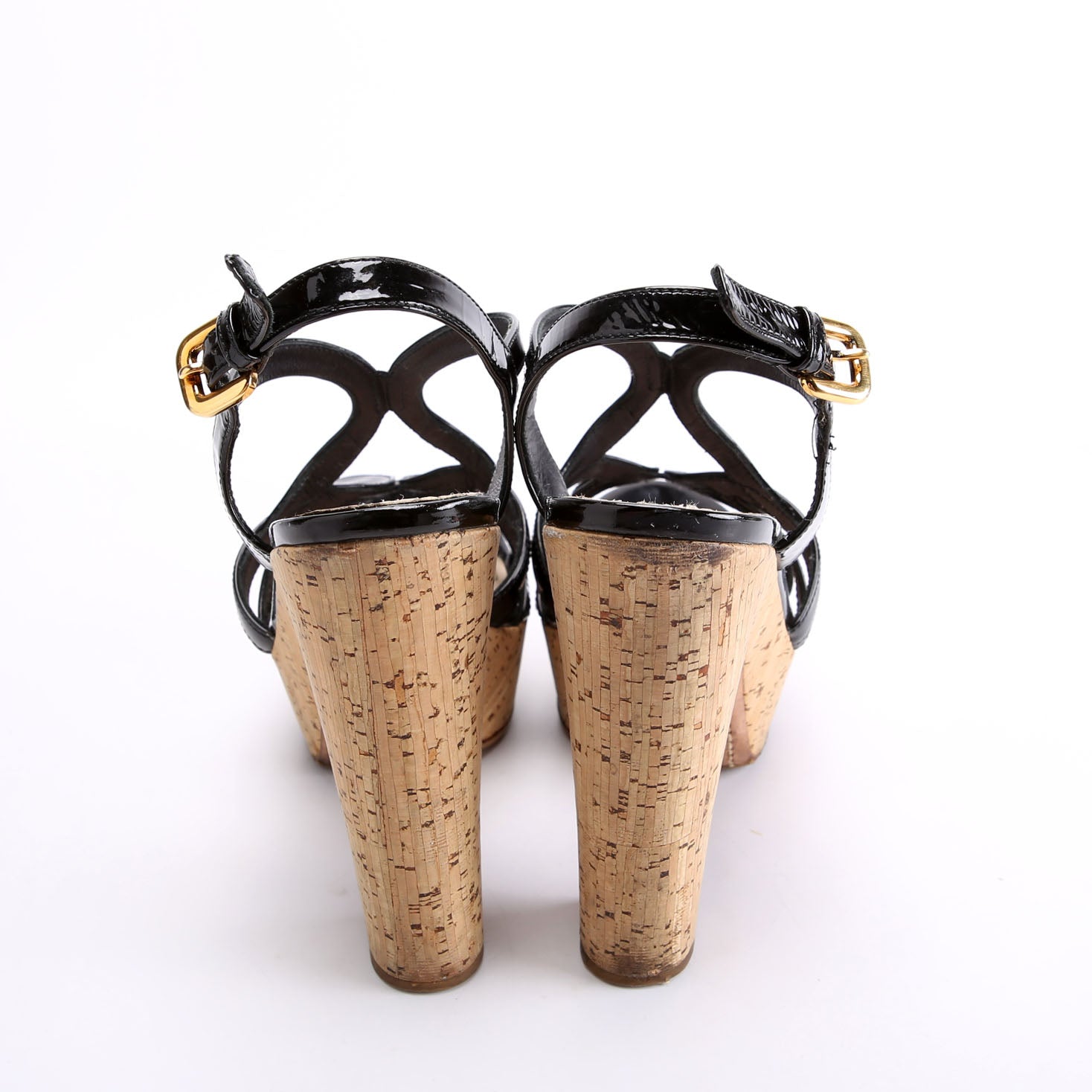 Platform Cork Espadrille Patent Sandal Heels Size 37.5