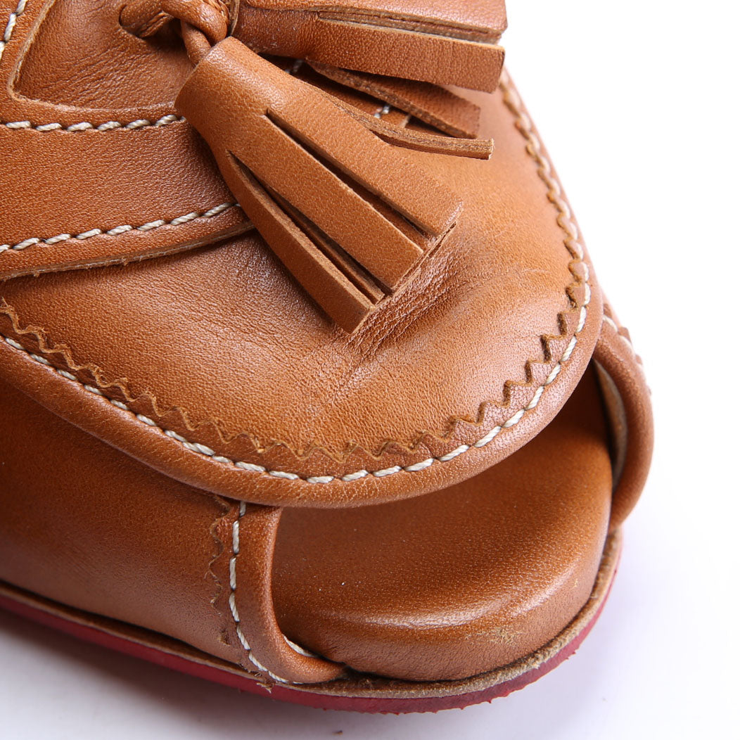 Tassel Leather Pumps Size 41 Cognac