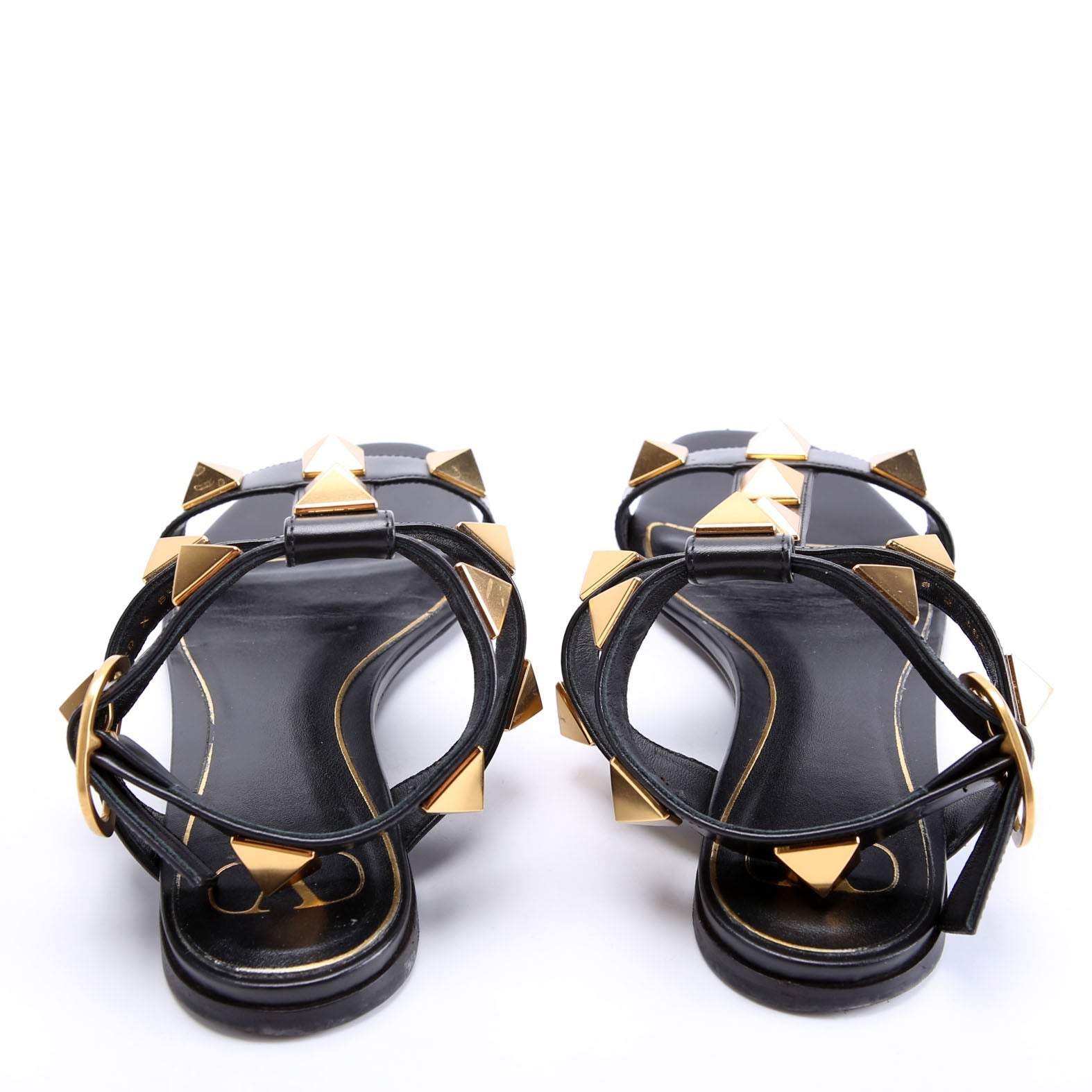 Roman Stud Gladiator Sandals Size 38.5 Black/Gold