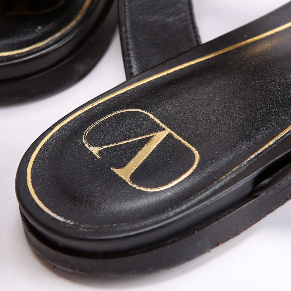 Roman Stud Gladiator Sandals Size 38.5 Black/Gold