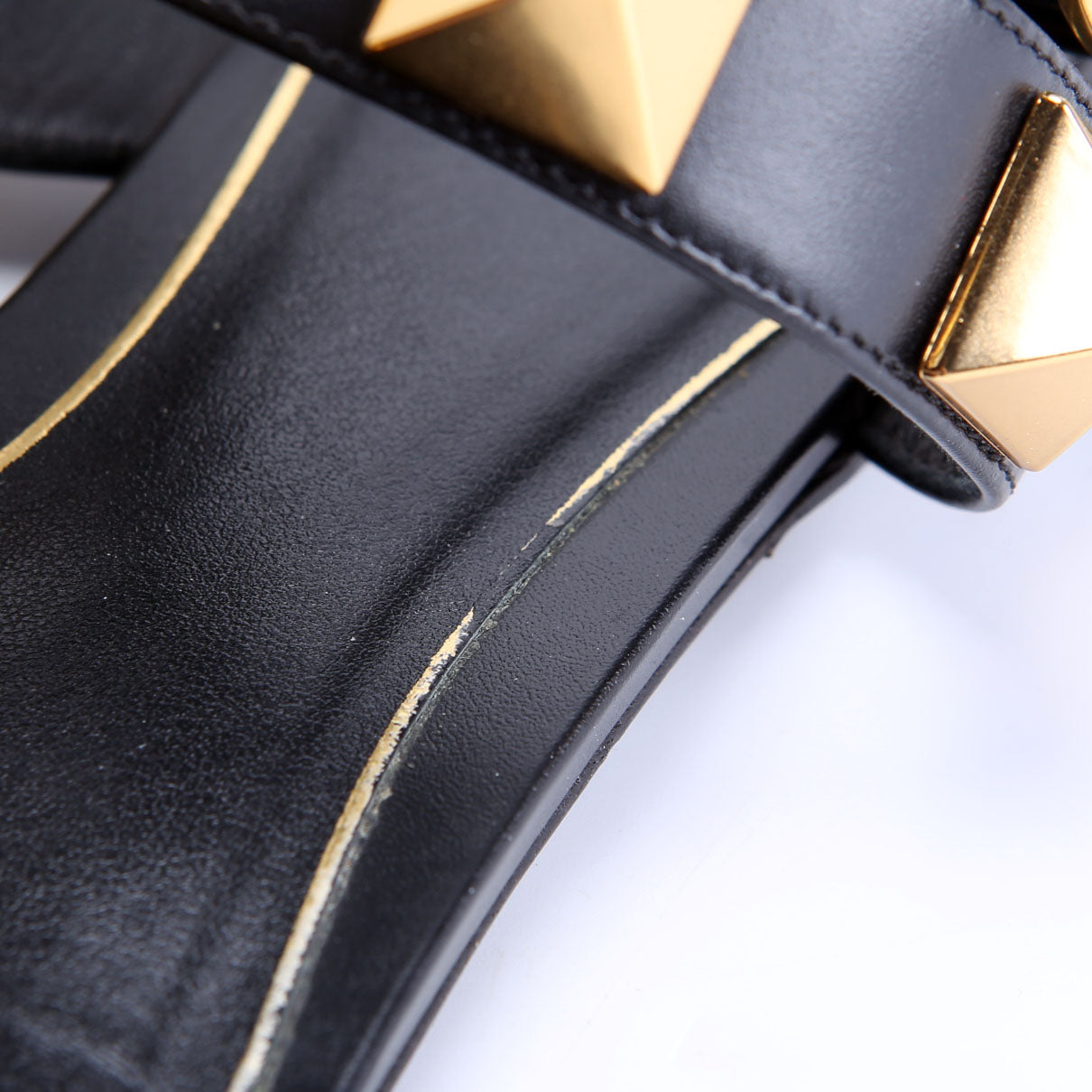 Roman Stud Gladiator Sandals Size 38.5 Black/Gold