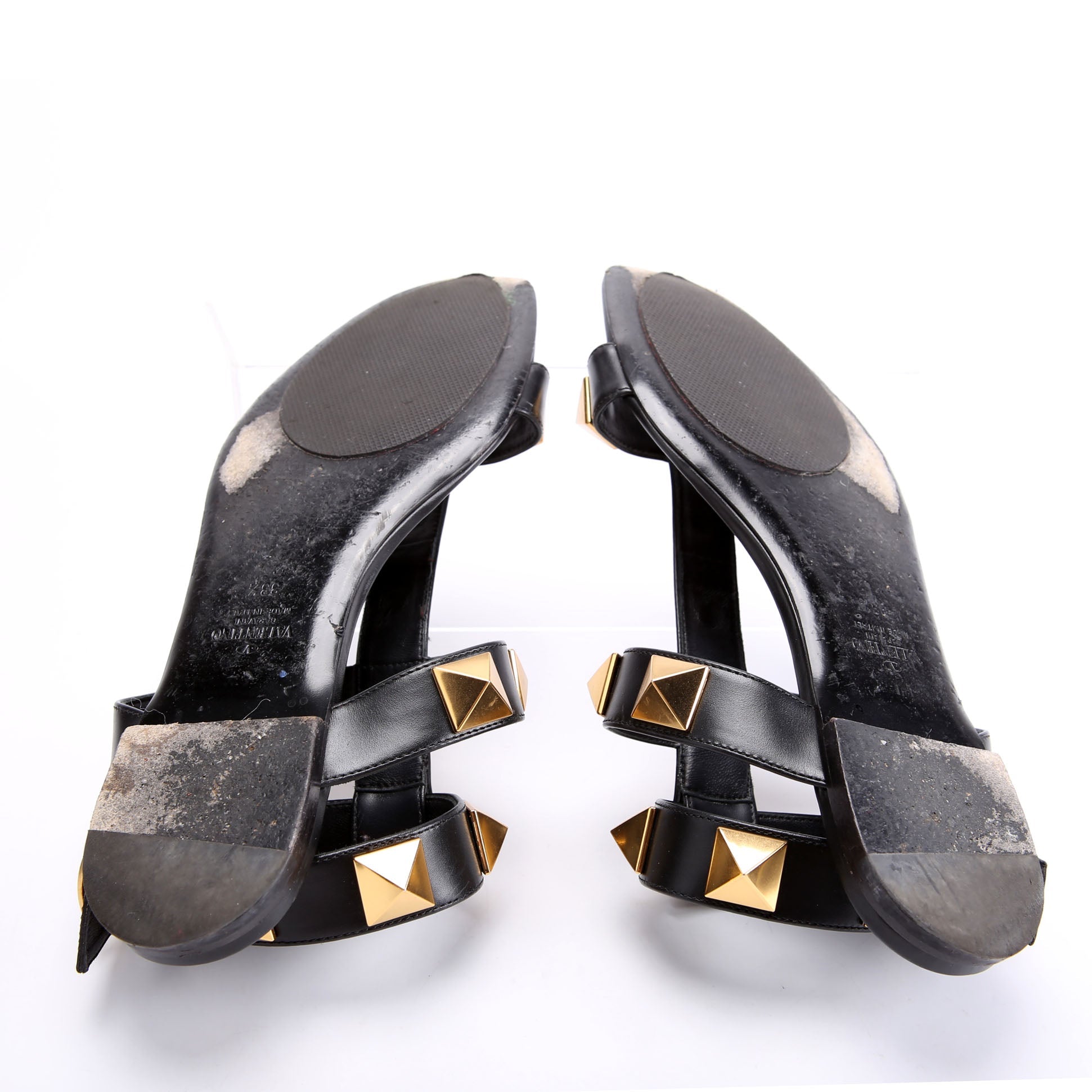 Roman Stud Gladiator Sandals Size 38.5 Black/Gold