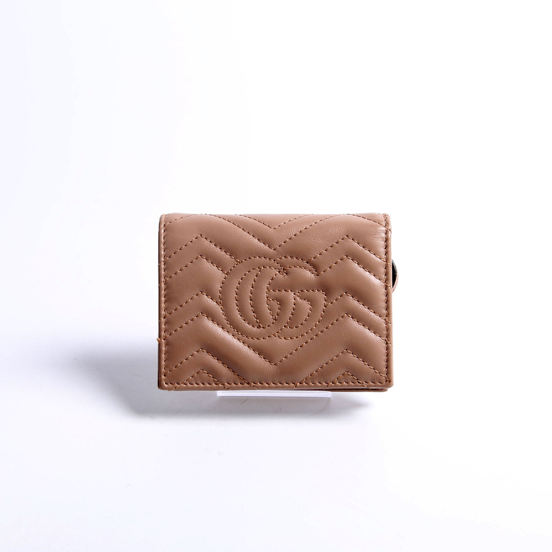 466492 GG Marmont Card Case Tan