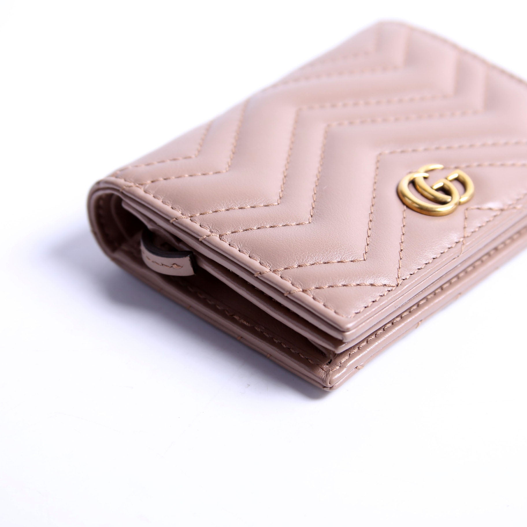 466492 GG Marmont Card Case Tan