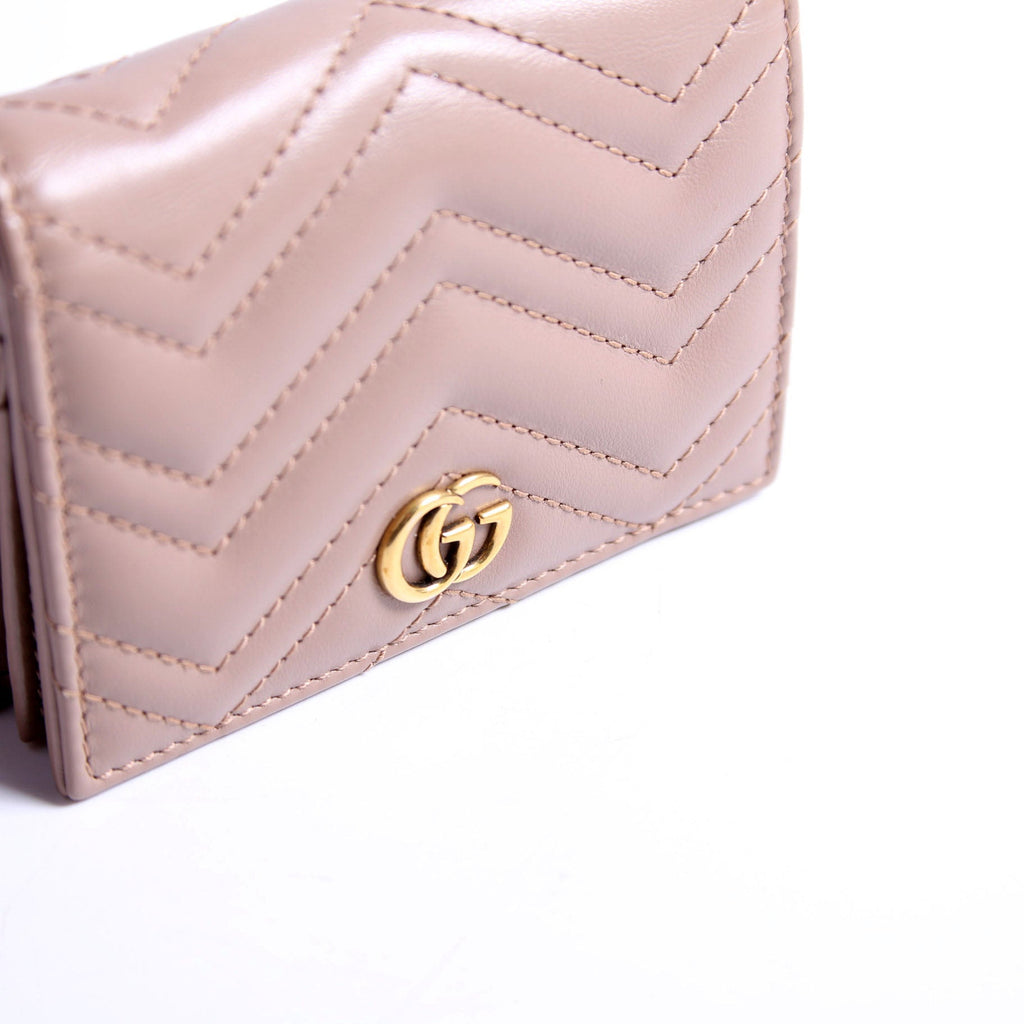 466492 GG Marmont Card Case Tan