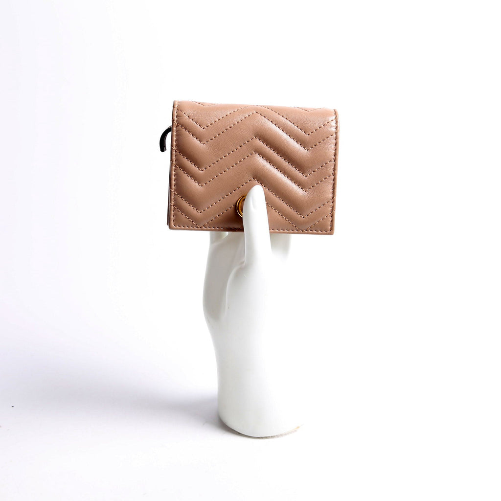466492 GG Marmont Card Case Tan