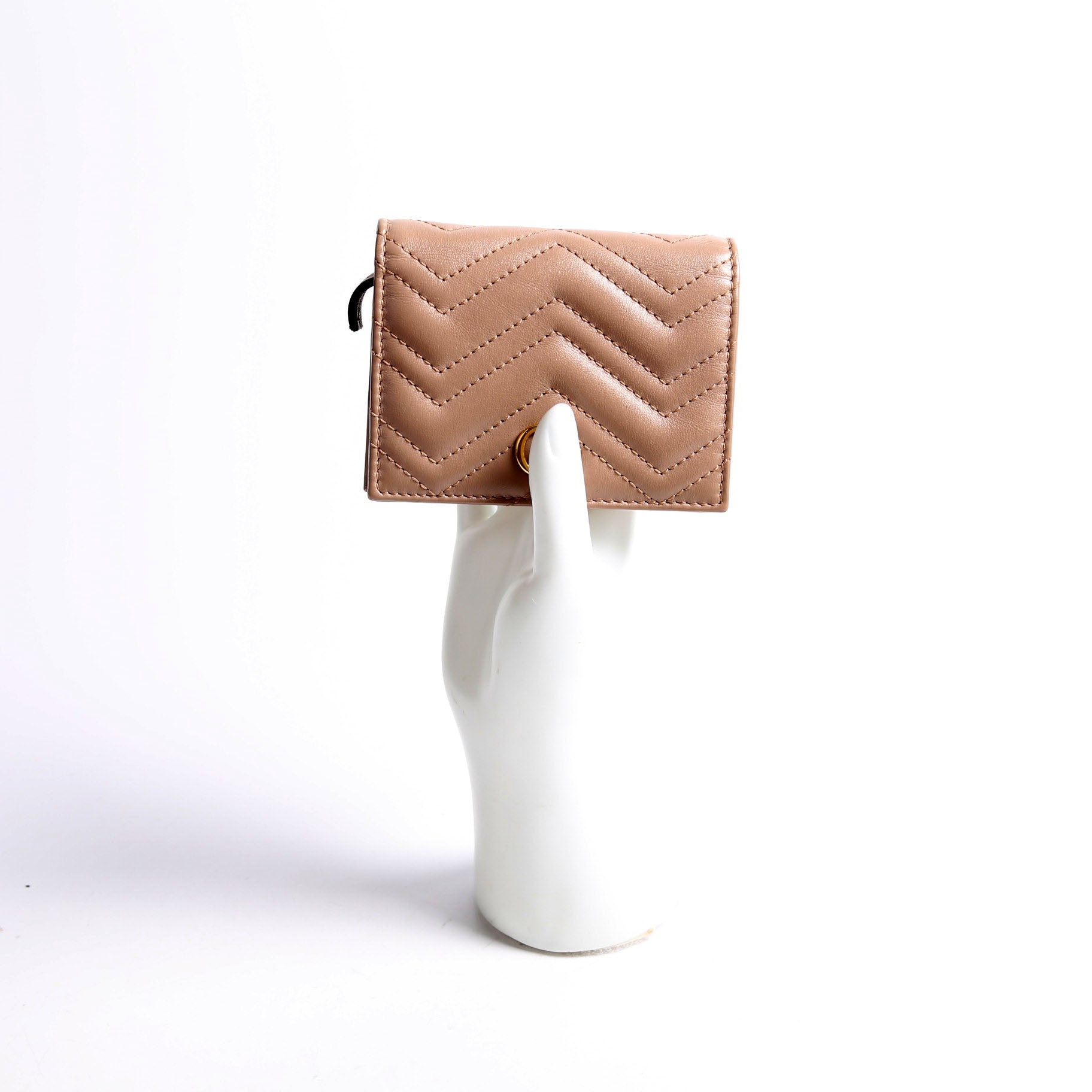 466492 GG Marmont Card Case Tan